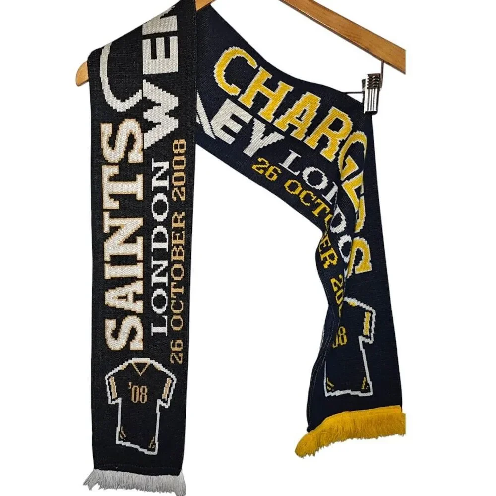 New Orleans Saints SD Chargers Knit Scarf Reversible Commemorative '08 London UK
